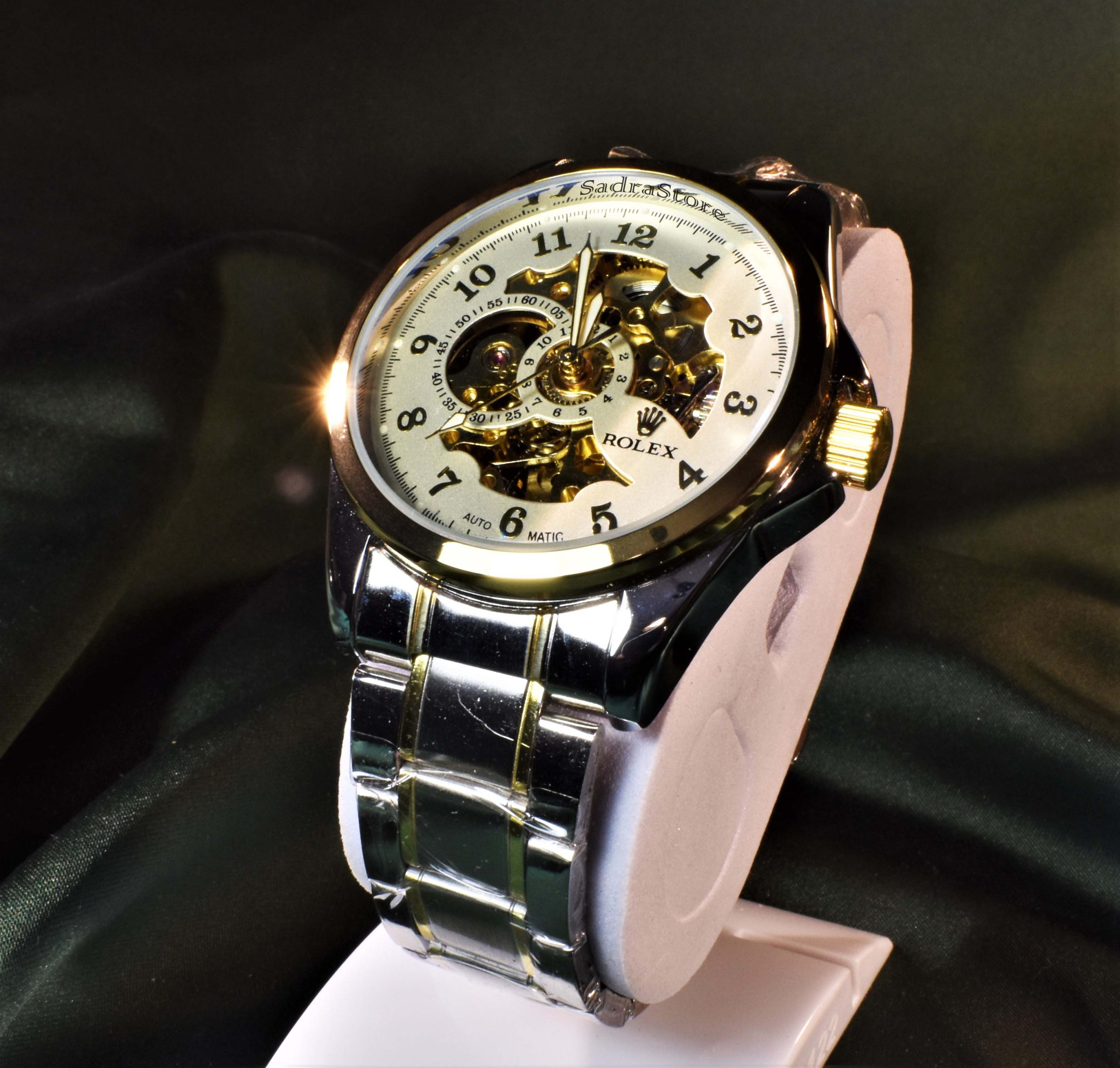 ROLEX WATCH AUTOMATIC اتوماتیک گوکی رولکس اتومات بانشانگرهای عددی ** قاب و بند دورنگ ** شیشه کریستال رنگی (( اتمام موجودی )) - Image 2