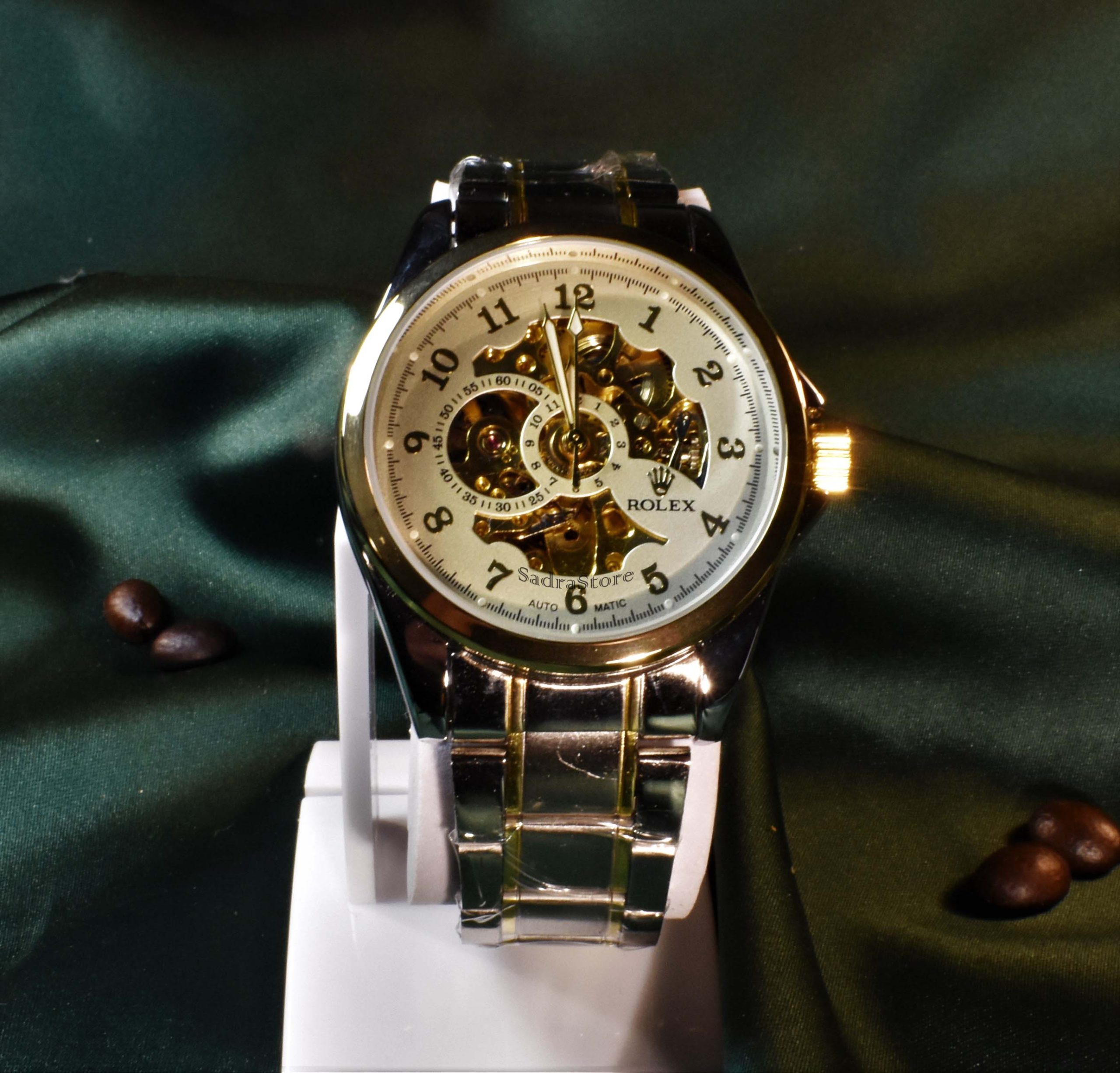 ROLEX WATCH AUTOMATIC اتوماتیک گوکی رولکس اتومات بانشانگرهای عددی ** قاب و بند دورنگ ** شیشه کریستال رنگی (( اتمام موجودی )) - Image 3