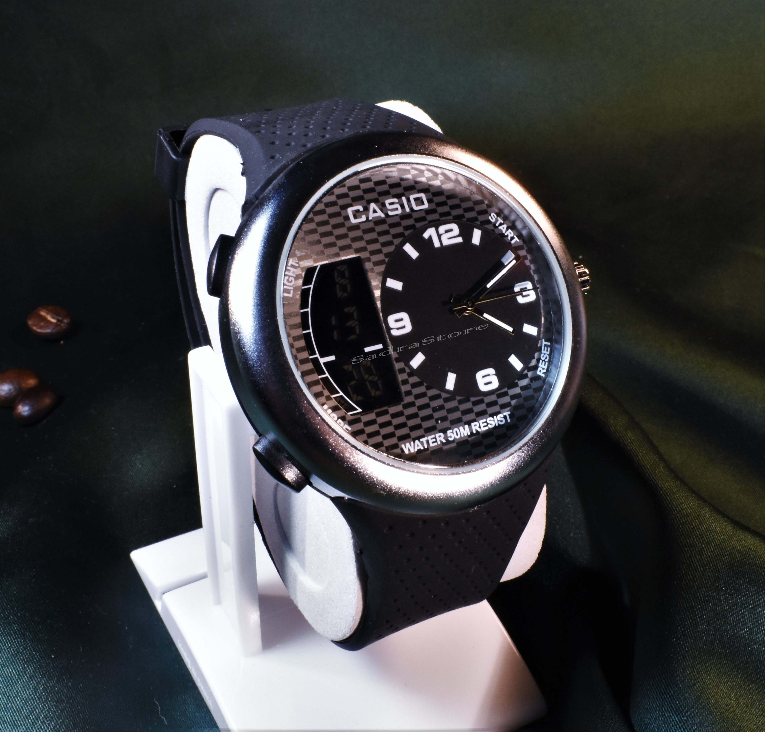 CASIO 8039 جدید دوزمانه کاسیو دوزمانه ،، قاب فلزی با دور شیشه نقره ای ،، فول امکانات ،، - Image 2