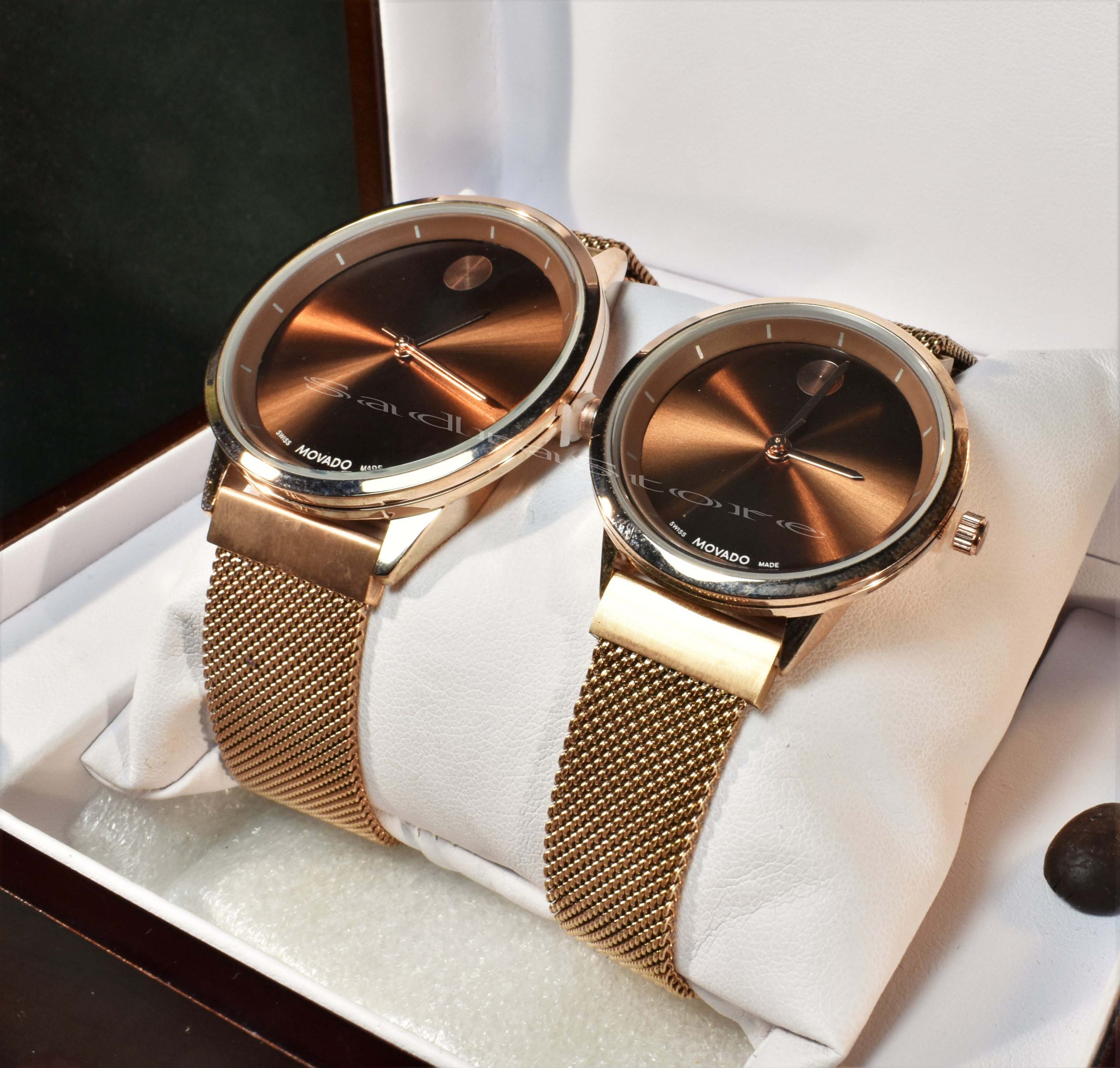 MOVADO WATCH NO:6933 ساخت ژاپن ست زنانه مردانه موادو جدید * موتور اورجینال ژاپن * ضد آب 3ATM بندو قاب فول استیل کیفیت ++A - Image 4