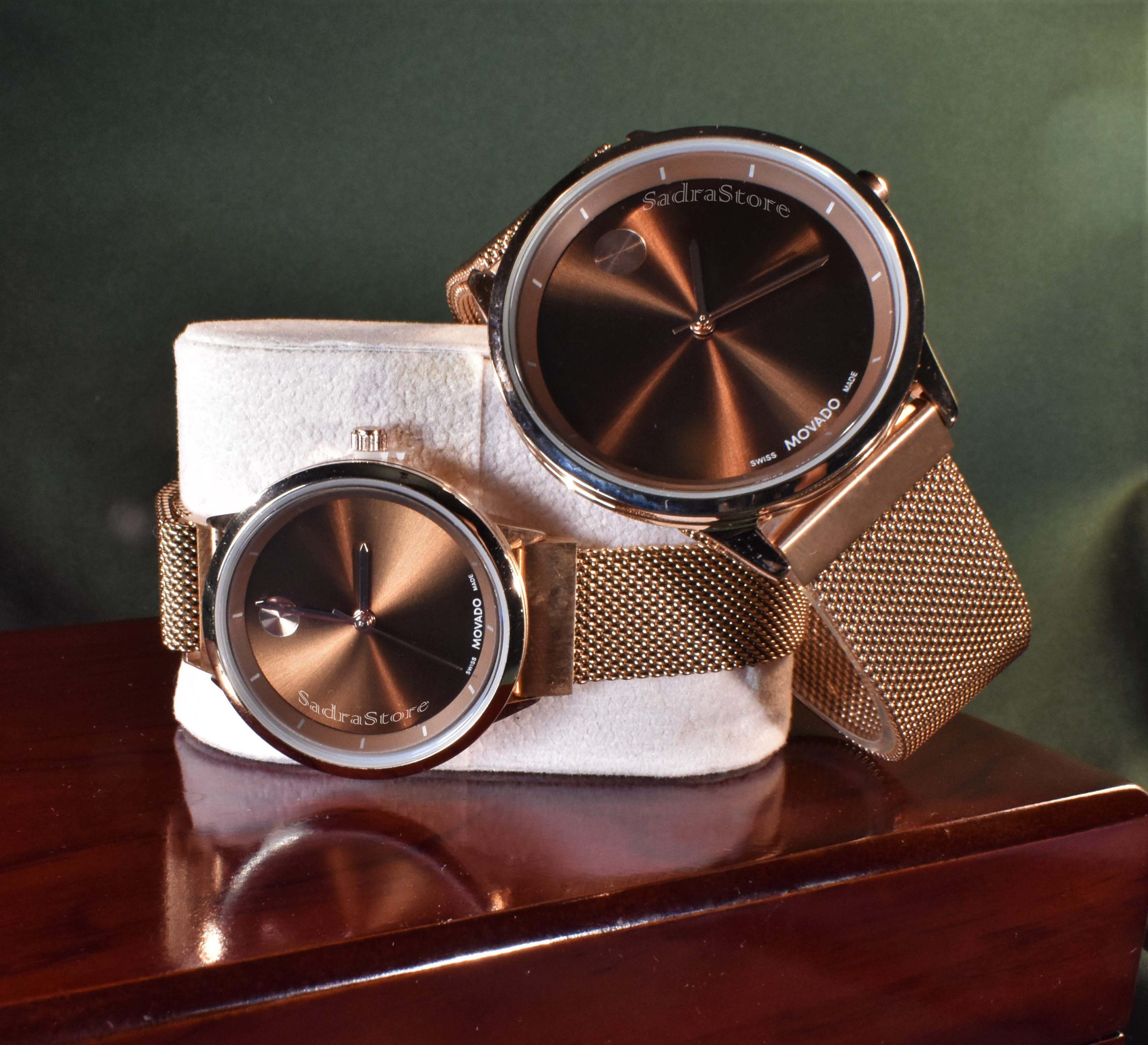 MOVADO WATCH NO:6933 ساخت ژاپن ست زنانه مردانه موادو جدید * موتور اورجینال ژاپن * ضد آب 3ATM بندو قاب فول استیل کیفیت ++A - Image 3