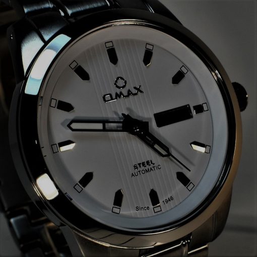OMAX WATCH OSA009 اوماکس اتوماتیک حرکتی ژاپن 21 سنگ موتور J800 اصل با کیفیت ** فول استیل ** درب شیشه ای قلب باز - Image 5