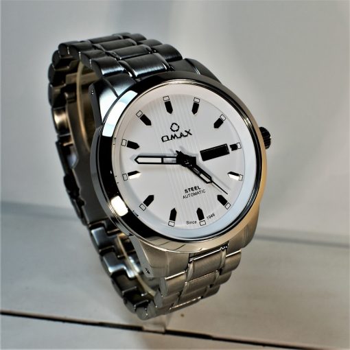 OMAX WATCH OSA009 اوماکس اتوماتیک حرکتی ژاپن 21 سنگ موتور J800 اصل با کیفیت ** فول استیل ** درب شیشه ای قلب باز - Image 2