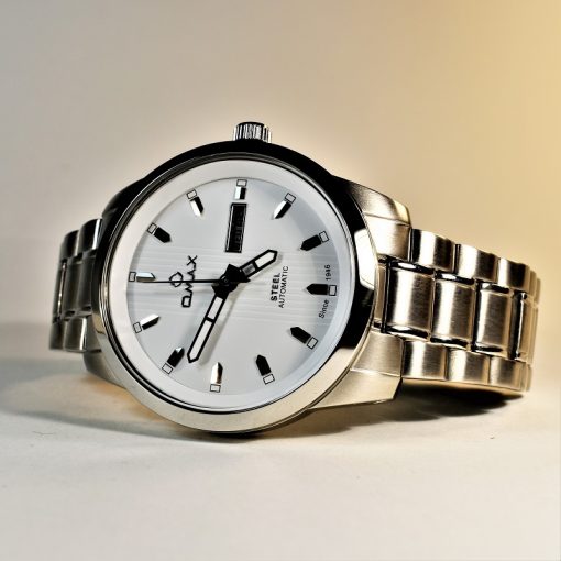 OMAX WATCH OSA009 اوماکس اتوماتیک حرکتی ژاپن 21 سنگ موتور J800 اصل با کیفیت ** فول استیل ** درب شیشه ای قلب باز - Image 3