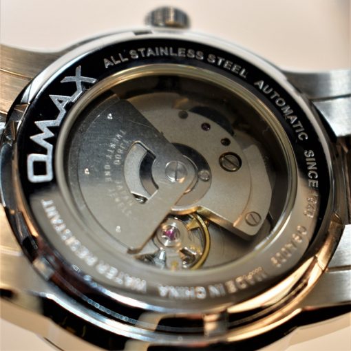 OMAX WATCH OSA009 اوماکس اتوماتیک حرکتی ژاپن 21 سنگ موتور J800 اصل با کیفیت ** فول استیل ** درب شیشه ای قلب باز - Image 8