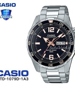 CASIO ILLUMINATOR 5373 MTD-1079 کاسیو موتور VX ژاپن ساخت شرکت سیکو ،، تک موتوره دو تقویم ،، فول استیل دارای چراغ صفحه