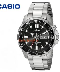 CASIO ILLUMINATOR 5373 MTD-1079 کاسیو موتور VX ژاپن ساخت شرکت سیکو ،، تک موتوره دو تقویم ،، فول استیل ، دارای چراغ صفحه