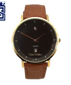 DeLAWRENCE GBX-1071DG DL دلاورنس جدید مردانه مهندسی ژاپن رنگ قاب طلایی و صفحه و بند  قهوه ای