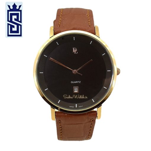 DeLAWRENCE GBX-1071DG DL دلاورنس جدید مردانه مهندسی ژاپن رنگ قاب طلایی و صفحه و بند  قهوه ای