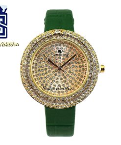 HUMPBUCK  CK-0008 هومپ بوک جدید زنانه موتور ژاپن تمام نگین حلقه نگین دار دور شیشه گردان رنگ بند سبز