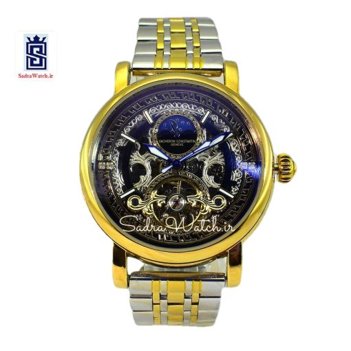VACHERON CONSTANTIN GENEVE 22K واچرون کنستانتین اتوماتیک مکانیکی (کوکی حرکتی) اسگلتون قلب باز دو رنگ