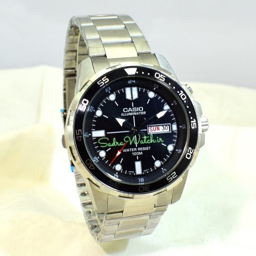 CASIO ILLUMINATOR 5373 MTD-1079 کاسیو موتور VX ژاپن ساخت شرکت سیکو ،، تک موتوره دو تقویم ،، فول استیل ، دارای چراغ صفحه - Image 2