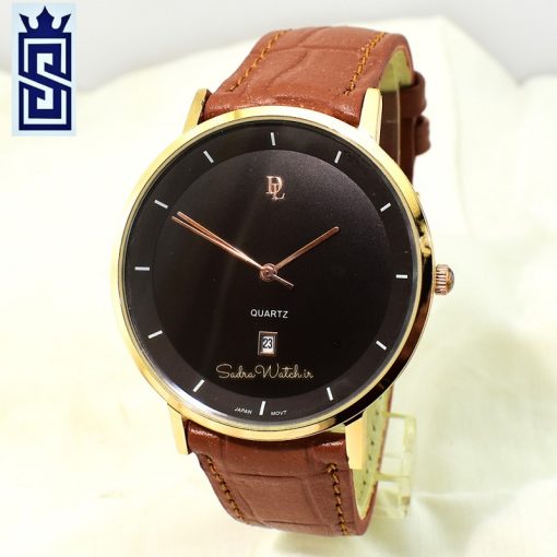 DeLAWRENCE GBX-1071DG DL دلاورنس جدید مردانه مهندسی ژاپن رنگ قاب طلایی و صفحه و بند  قهوه ای - Image 4
