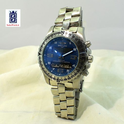برایتلینگ  2 زمانه ** BREITLING VB5510-XB55 جدید موتور ژاپن * شیشه سافایر کریستال * تاچیمتردور صفحه متحرک دستی گردان - Image 4