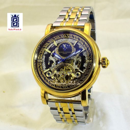 VACHERON CONSTANTIN GENEVE 22K واچرون کنستانتین اتوماتیک مکانیکی (کوکی حرکتی) اسگلتون قلب باز دو رنگ - Image 4