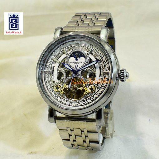 VACHERON CONSTANTIN GENEVE 22K واچرون کنستانتین اتوماتیک مکانیکی (کوکی حرکتی) اسگلتون قلب باز رنگ نقره ای - Image 4