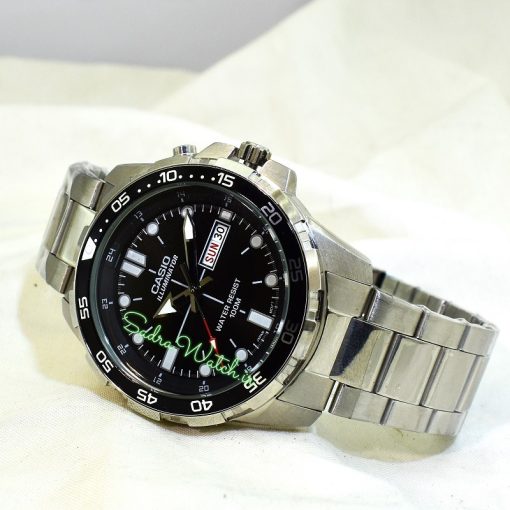 CASIO ILLUMINATOR 5373 MTD-1079 کاسیو موتور VX ژاپن ساخت شرکت سیکو ،، تک موتوره دو تقویم ،، فول استیل ، دارای چراغ صفحه - Image 3