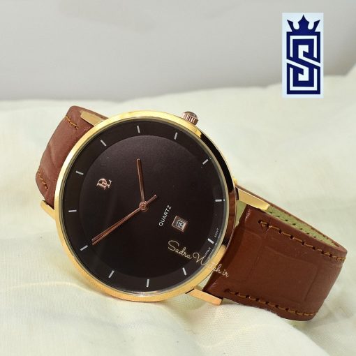 DeLAWRENCE GBX-1071DG DL دلاورنس جدید مردانه مهندسی ژاپن رنگ قاب طلایی و صفحه و بند  قهوه ای - Image 3