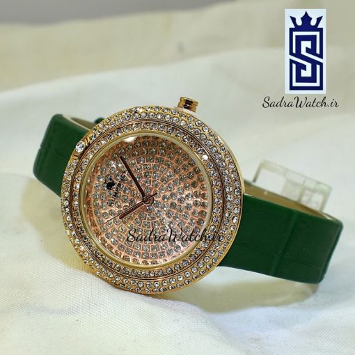 HUMPBUCK  CK-0008 هومپ بوک جدید زنانه موتور ژاپن تمام نگین حلقه نگین دار دور شیشه گردان رنگ بند سبز - Image 3