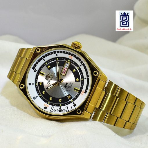 اورینت 2 تقویم ORIENT KY-F692 طرح جدید طلایی صفحه سفید مشکی نقره ای موتور ژاپن - Image 3
