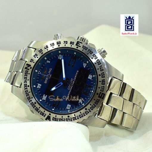 برایتلینگ  2 زمانه ** BREITLING VB5510-XB55 جدید موتور ژاپن * شیشه سافایر کریستال * تاچیمتردور صفحه متحرک دستی گردان - Image 3