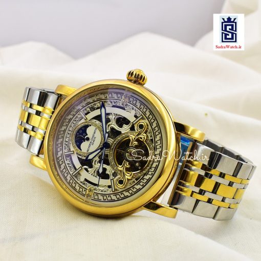 VACHERON CONSTANTIN GENEVE 22K واچرون کنستانتین اتوماتیک مکانیکی (کوکی حرکتی) اسگلتون قلب باز دو رنگ - Image 3