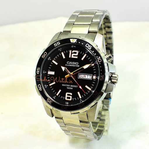 CASIO ILLUMINATOR 5373 MTD-1079 کاسیو موتور VX ژاپن ساخت شرکت سیکو ،، تک موتوره دو تقویم ،، فول استیل دارای چراغ صفحه - Image 4