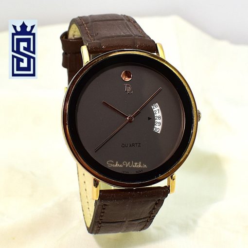 DeLAWRENCE GBX-1088DG DL دلاورنس جدید مردانه ژاپن رنگ قاب طلایی و بند قهوه ای - Image 2