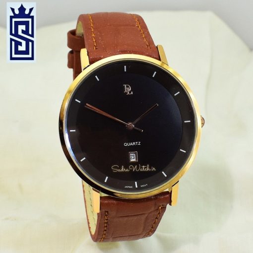 DeLAWRENCE GBX-1071DG DL دلاورنس جدید مردانه مهندسی ژاپن رنگ قاب طلایی و صفحه و بند  قهوه ای - Image 2