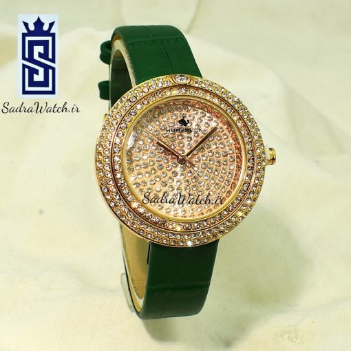 HUMPBUCK  CK-0008 هومپ بوک جدید زنانه موتور ژاپن تمام نگین حلقه نگین دار دور شیشه گردان رنگ بند سبز - Image 4
