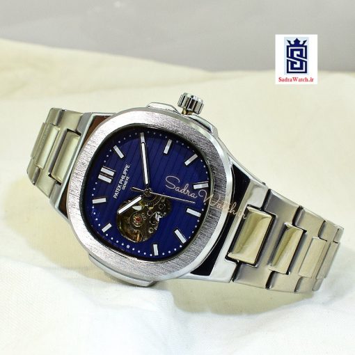PATEK PHILIPPE S2188G   پتک فیلیپ اتوماتیک کوکی موتور با کیفیت ** صفحه سرمه ای ** درب موتور اسگلتون قلب باز شیشه ای - Image 3
