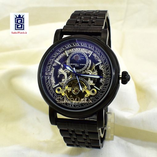 VACHERON CONSTANTIN GENEVE 22K واچرون کنستانتین اتوماتیک مکانیکی (کوکی حرکتی) اسگلتون قلب باز رنگ مشکی - Image 4