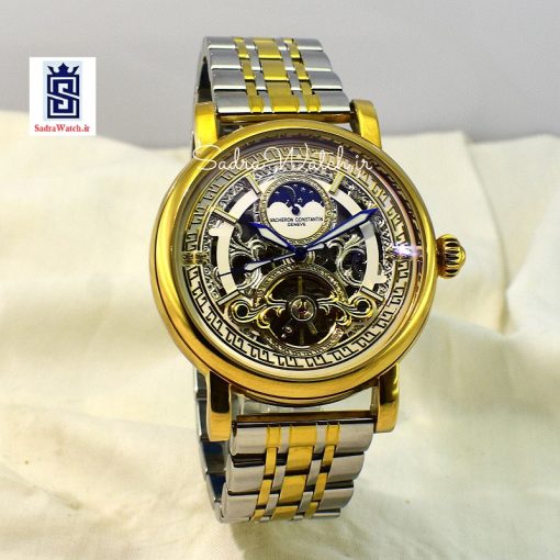 VACHERON CONSTANTIN GENEVE 22K واچرون کنستانتین اتوماتیک مکانیکی (کوکی حرکتی) اسگلتون قلب باز دو رنگ - Image 2
