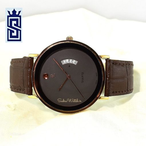 DeLAWRENCE GBX-1088DG DL دلاورنس جدید مردانه ژاپن رنگ قاب طلایی و بند قهوه ای - Image 5