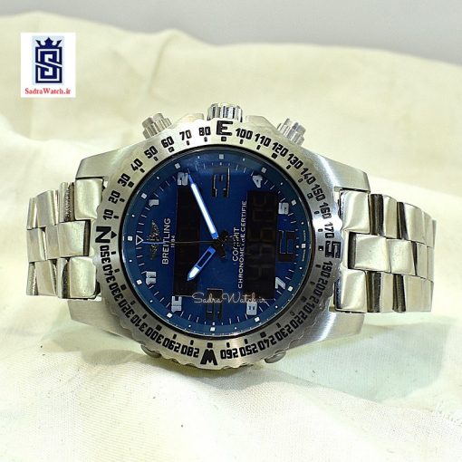 برایتلینگ  2 زمانه ** BREITLING VB5510-XB55 جدید موتور ژاپن * شیشه سافایر کریستال * تاچیمتردور صفحه متحرک دستی گردان - Image 5