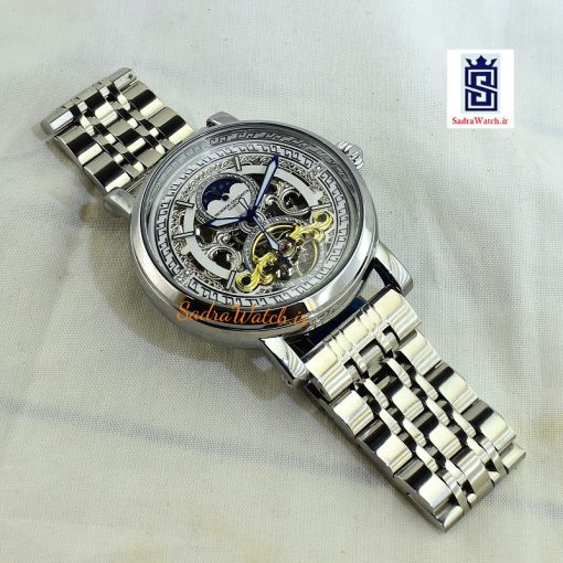 VACHERON CONSTANTIN GENEVE 22K واچرون کنستانتین اتوماتیک مکانیکی (کوکی حرکتی) اسگلتون قلب باز رنگ نقره ای - Image 5
