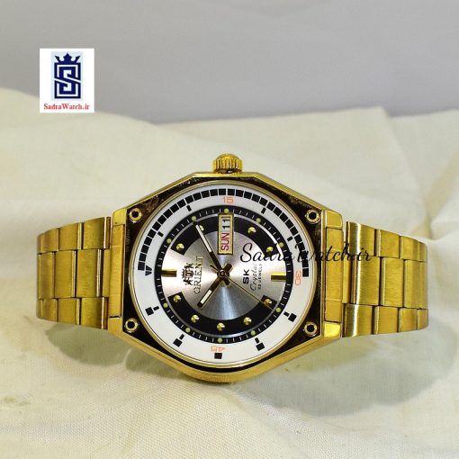 اورینت 2 تقویم ORIENT KY-F692 طرح جدید طلایی صفحه سفید مشکی نقره ای موتور ژاپن - Image 6