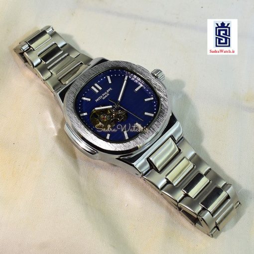 PATEK PHILIPPE S2188G   پتک فیلیپ اتوماتیک کوکی موتور با کیفیت ** صفحه سرمه ای ** درب موتور اسگلتون قلب باز شیشه ای - Image 5