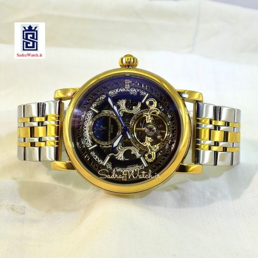 VACHERON CONSTANTIN GENEVE 22K واچرون کنستانتین اتوماتیک مکانیکی (کوکی حرکتی) اسگلتون قلب باز دو رنگ - Image 6