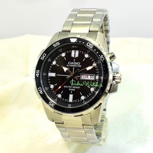 CASIO ILLUMINATOR 5373 MTD-1079 کاسیو موتور VX ژاپن ساخت شرکت سیکو ،، تک موتوره دو تقویم ،، فول استیل ، دارای چراغ صفحه - Image 7