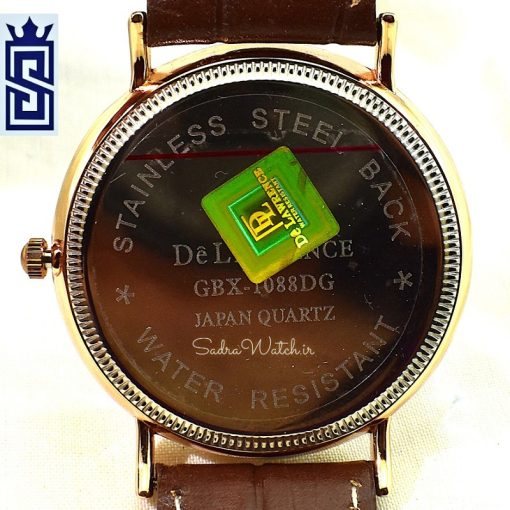 DeLAWRENCE GBX-1088DG DL دلاورنس جدید مردانه ژاپن رنگ قاب طلایی و بند قهوه ای - Image 7