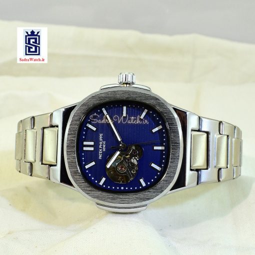 PATEK PHILIPPE S2188G   پتک فیلیپ اتوماتیک کوکی موتور با کیفیت ** صفحه سرمه ای ** درب موتور اسگلتون قلب باز شیشه ای - Image 6