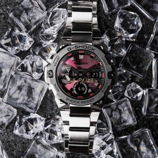 کاسیو جی شاک CASIO G-SHOCK GST-B400 هیدرولیک دیجیتال صفحه زرشکی - Image 8