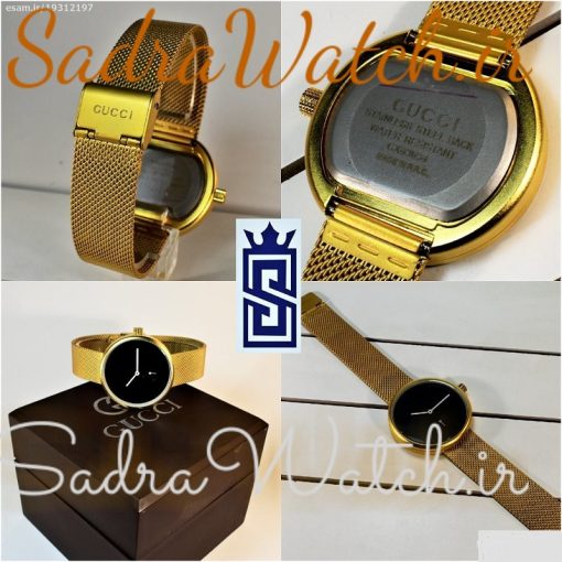 GUCCI WATCH CX89698 گوچی موتور ژاپن 2 موتوره  ** زیر ثانیه فعال ** درب استیل ** رنگ بسیارزیبای طلایی - Image 10