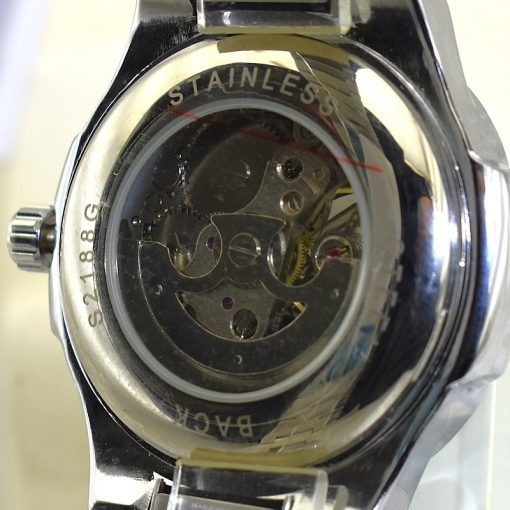 PATEK PHILIPPE S2188G   پتک فیلیپ اتوماتیک کوکی موتور با کیفیت ** صفحه سرمه ای ** درب موتور اسگلتون قلب باز شیشه ای - Image 9