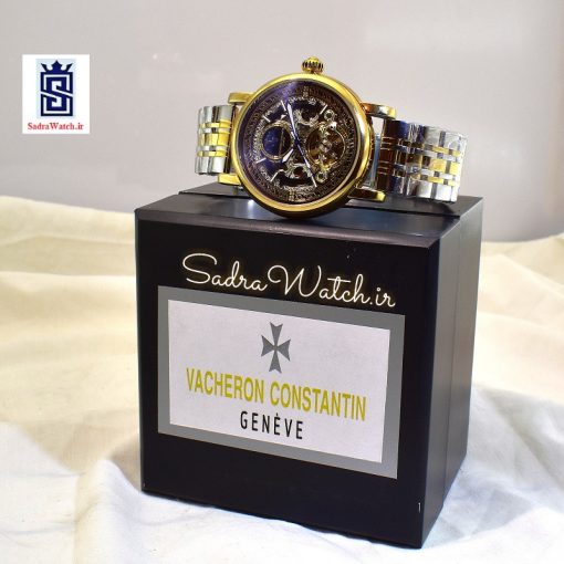 VACHERON CONSTANTIN GENEVE 22K واچرون کنستانتین اتوماتیک مکانیکی (کوکی حرکتی) اسگلتون قلب باز دو رنگ - Image 10