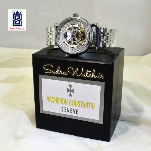 VACHERON CONSTANTIN GENEVE 22K واچرون کنستانتین اتوماتیک مکانیکی (کوکی حرکتی) اسگلتون قلب باز رنگ نقره ای - Image 10
