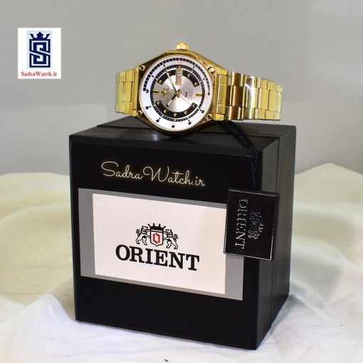 اورینت 2 تقویم ORIENT KY-F692 طرح جدید طلایی صفحه سفید مشکی نقره ای موتور ژاپن - Image 11