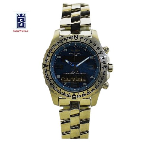 برایتلینگ  2 زمانه ** BREITLING VB5510-XB55 جدید موتور ژاپن * شیشه سافایر کریستال * تاچیمتردور صفحه متحرک دستی گردان