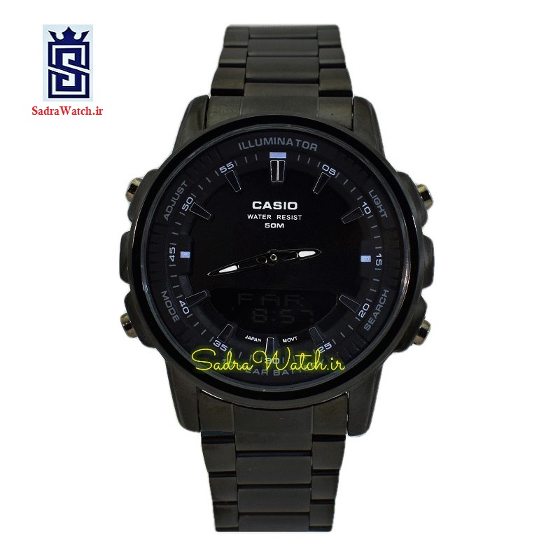 کاسیو هیدرولیک CASIO WORLD TIME AMW - 880 دو زمانه با چراغ لایت لامپی بسیار قوی